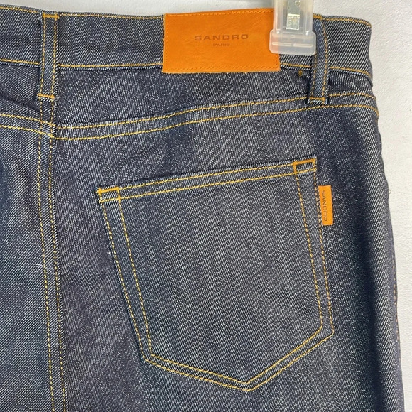 SANDRO Paris NWT Mens Skinny Jeans Brut Blue Dark Wash Denim Button Fly 31 - Picture 8 of 14
